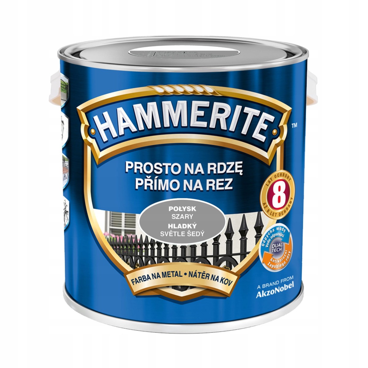 Farba Hammerite Prosto Na Rdzę szary połysk 2,5L