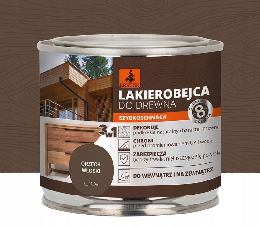 DRAGON Lakierobejca do drewna 200ml Orzech Włoski