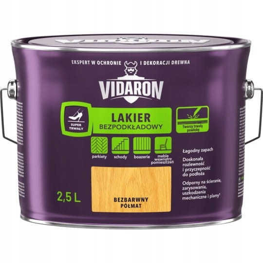 VIDARON Lakier do drewna bezpodkładowy bezbarwny półmat 2,5L