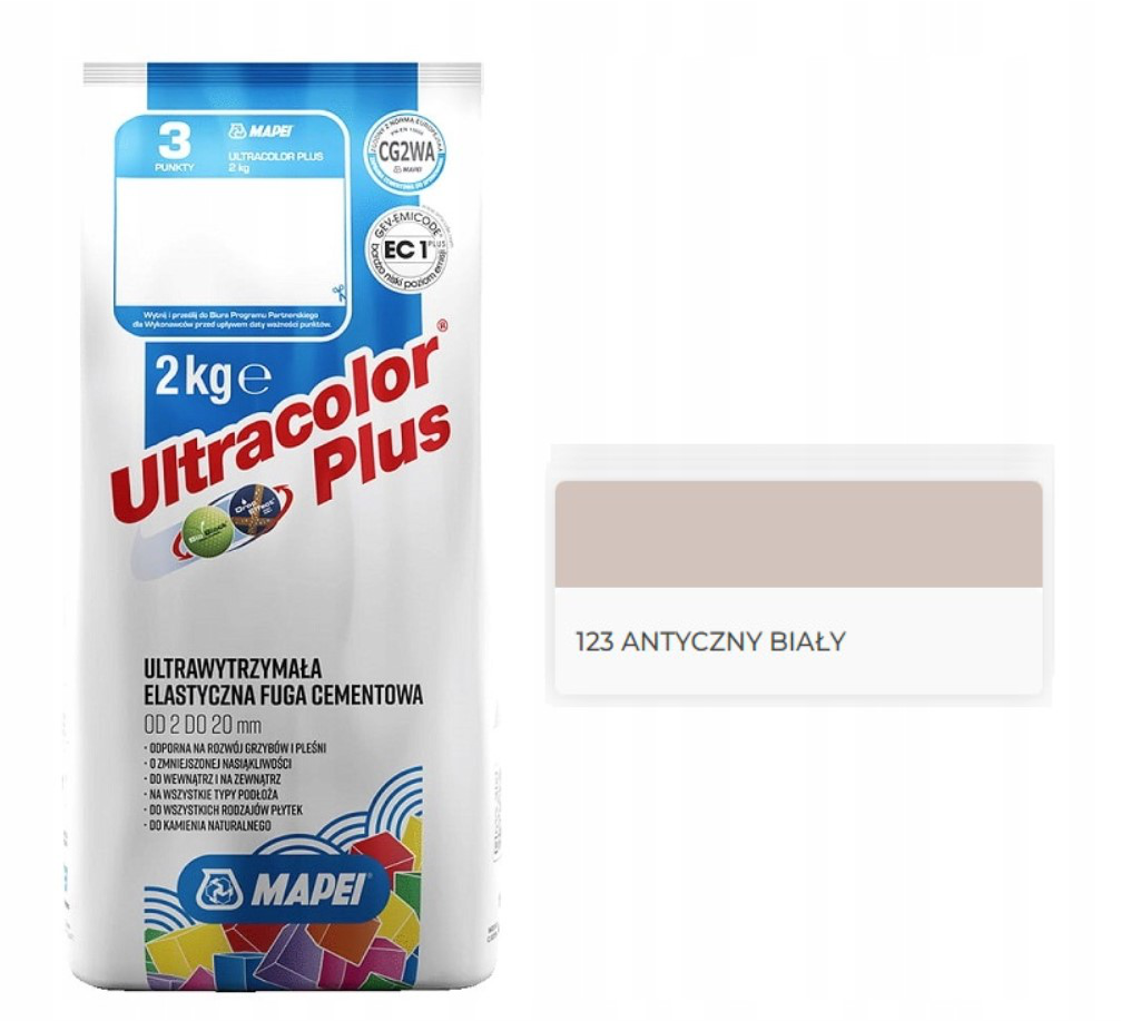 Mapei fuga ULTRACOLOR PLUS 123 ANTYCZNY BIAŁY 2KG