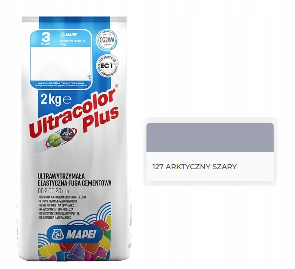 Mapei fuga ULTRACOLOR PLUS 127 ARKTYCZNY SZARY 2KG