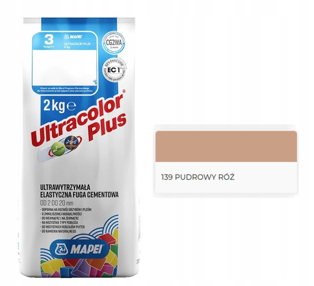 Mapei fuga ULTRACOLOR PLUS 139 PUDROWY RÓŻ 2KG