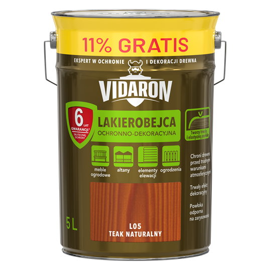 VIDARON Lakierobejca ochronno-dekoracyjna teak naturalny L05 5L