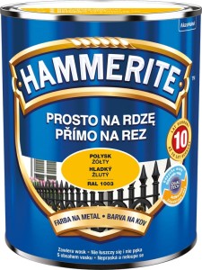 Farba Hammerite Prosto Na Rdzę żółty połysk 2,5L