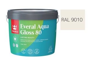 TIKKURILA Everal Aqua Gloss [80] 2,7l Połysk KOLOR CZYSTY BIAŁY RAL 9010