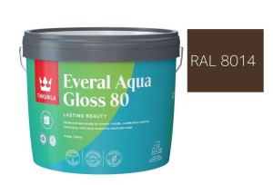 TIKKURILA Everal Aqua Gloss [80] 2,7l Połysk KOLOR BRĄZOWY SEPIA  RAL 8014