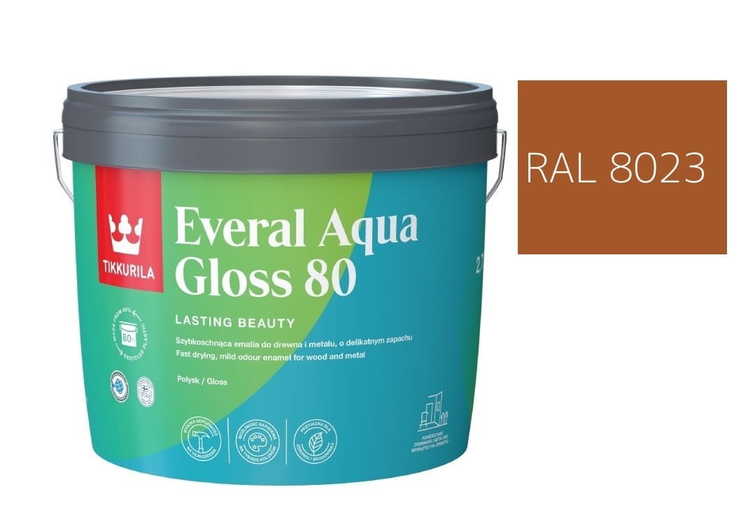 TIKKURILA Everal Aqua Gloss [80] 2,7l Połysk KOLOR TIK RAL 8023