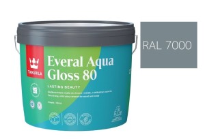 TIKKURILA Everal Aqua Gloss [80] 2,7l Połysk KOLOR  SZARY POPIELATY RAL 7000