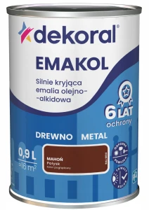 DEKORAL Emakol Strong emalia do drewna i metalu 0,9l Mahoń