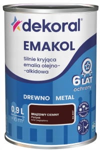 DEKORAL Emakol Strong emalia do drewna i metalu 0,9l Brązowy Ciemny