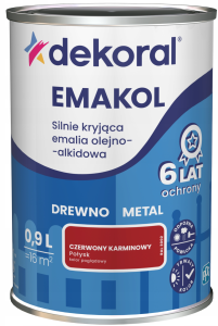 DEKORAL Emakol Strong emalia do drewna i metalu 0,9l Czerwony Karminowy