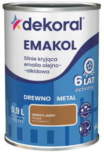 DEKORAL Emakol Strong emalia do drewna i metalu 0,9l Orzech jasny
