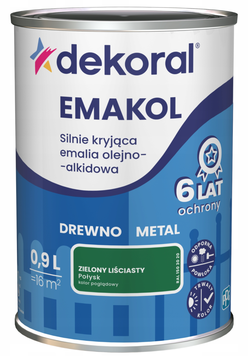 DEKORAL Emakol Strong emalia do drewna i metalu 0,9l Zielony liściasty