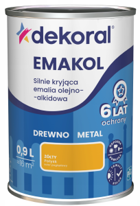 DEKORAL Emakol Strong emalia do drewna i metalu 0,9l Żółty
