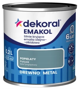 DEKORAL Emakol Strong emalia do drewna i metalu 0,2l Popielaty