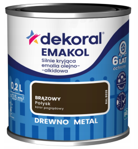 DEKORAL Emakol Strong emalia do drewna i metalu 0,2l Brązowy