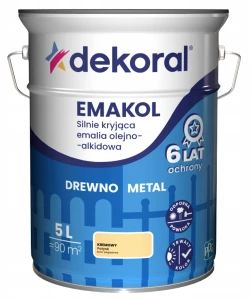 DEKORAL Emakol Strong emalia do drewna i metalu 5l Kremowy