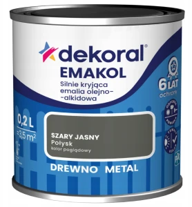 DEKORAL Emakol Strong emalia do drewna i metalu 0,2l Szary Jasny