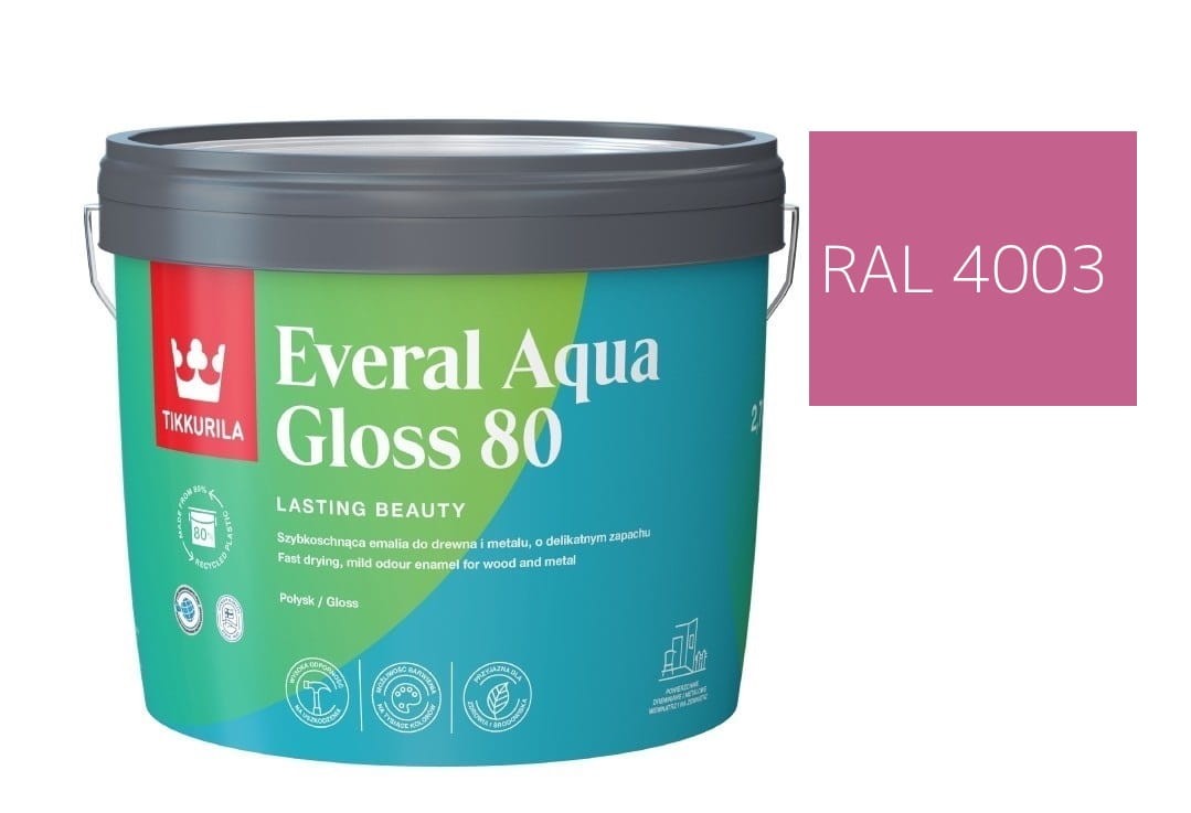 TIKKURILA Everal Aqua Gloss [80] 2,7l Połysk KOLOR WRZOSOWY RAL 4003