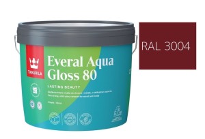 TIKKURILA Everal Aqua Gloss [80] 2,7l Połysk KOLOR CZERWONY PURPUROWY RAL 3004