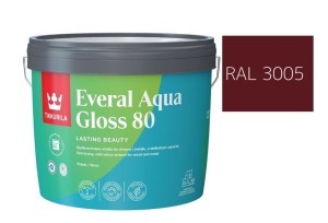 TIKKURILA Everal Aqua Gloss [80] 2,7l Połysk KOLOR CZERWONY WINNY RAL 3005