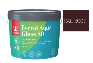 TIKKURILA Everal Aqua Gloss [80] 2,7l Połysk KOLOR CZARNO CZERWONY RAL 3007
