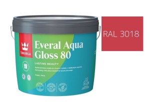 TIKKURILA Everal Aqua Gloss [80] 2,7l Połysk KOLOR CZERWONO TRUSKAWKOWY RAL 3018