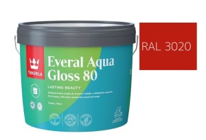TIKKURILA Everal Aqua Gloss [80] 2,7l Połysk KOLOR CZERWONY KOMUNIKACYJNY RAL 3020