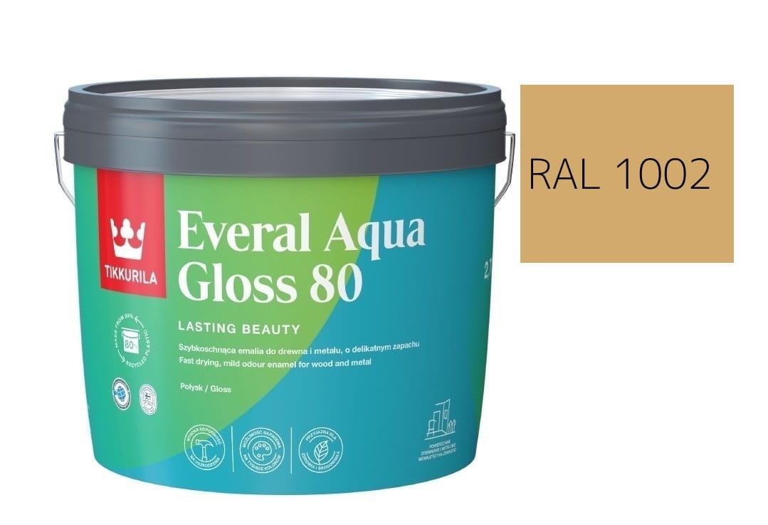 TIKKURILA Everal Aqua Gloss [80] 2,7l Połysk KOLOR PIASKOWY  RAL 1002