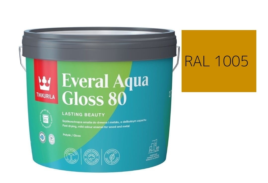 TIKKURILA Everal Aqua Gloss [80] 2,7l Połysk KOLOR MIODOWY  RAL 1005