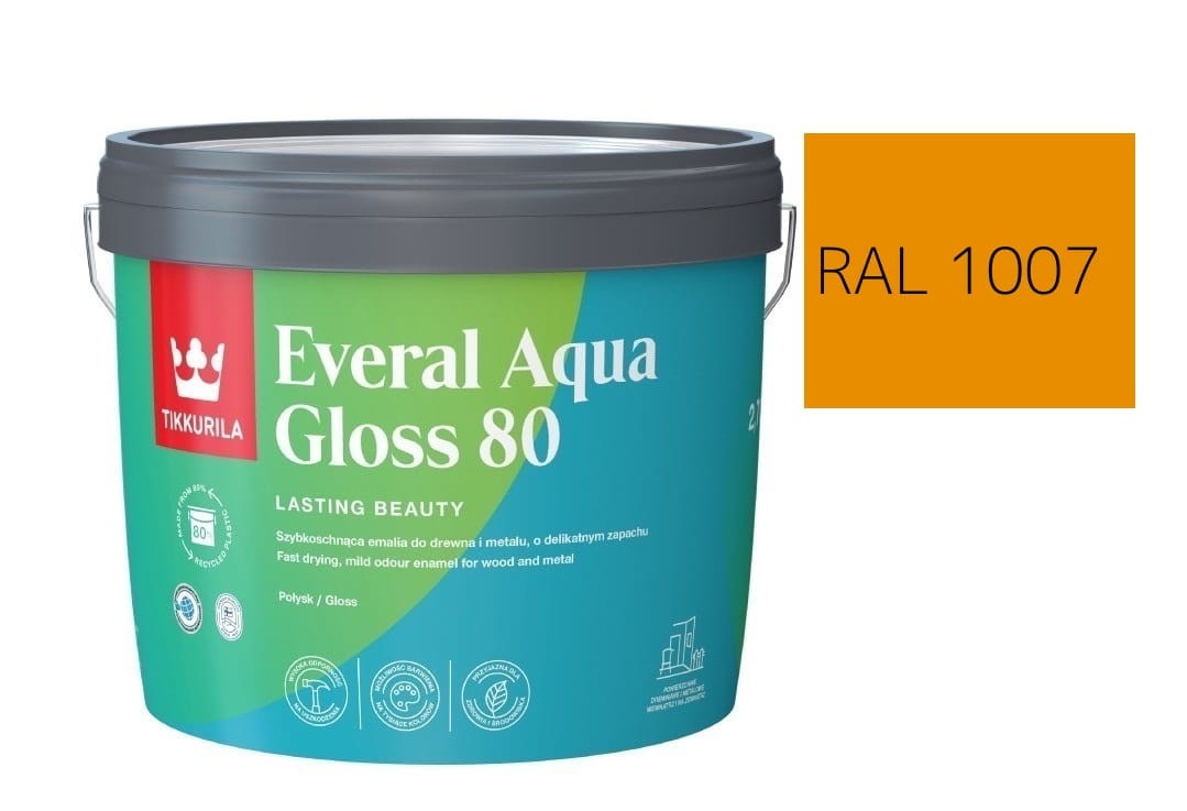 TIKKURILA Everal Aqua Gloss [80] 2,7l Połysk KOLOR NARCYZOWY RAL 1007