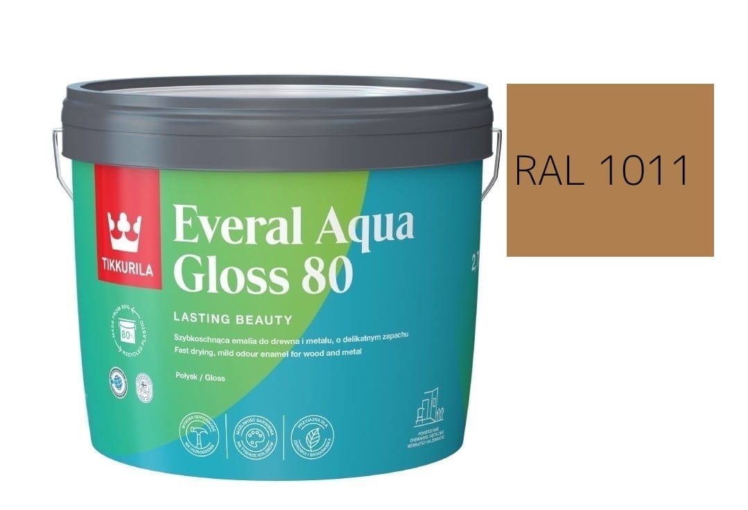 TIKKURILA Everal Aqua Gloss [80] 2,7l Połysk KOLOR IRCHOWO BEŻOWY RAL 1011