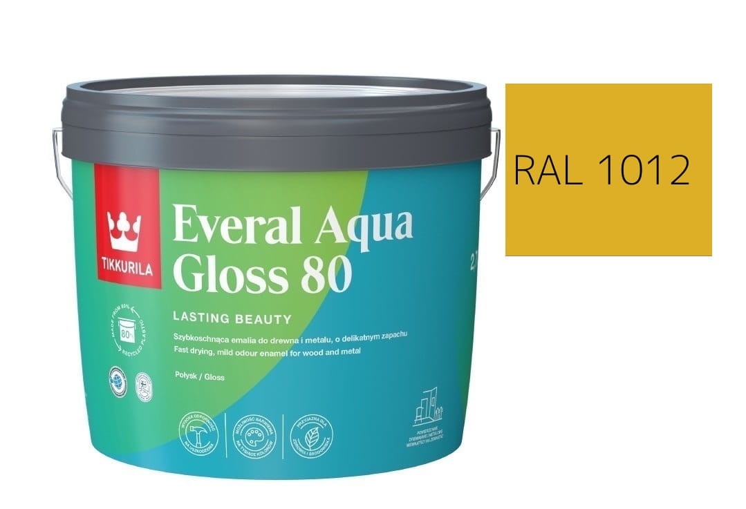 TIKKURILA Everal Aqua Gloss [80] 2,7l Połysk KOLOR CYTRYNOWY RAL 1012