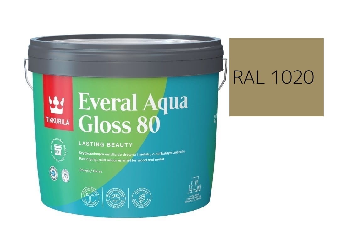 TIKKURILA Everal Aqua Gloss [80] 2,7l Połysk KOLOR PIASKOWY RAL 1020