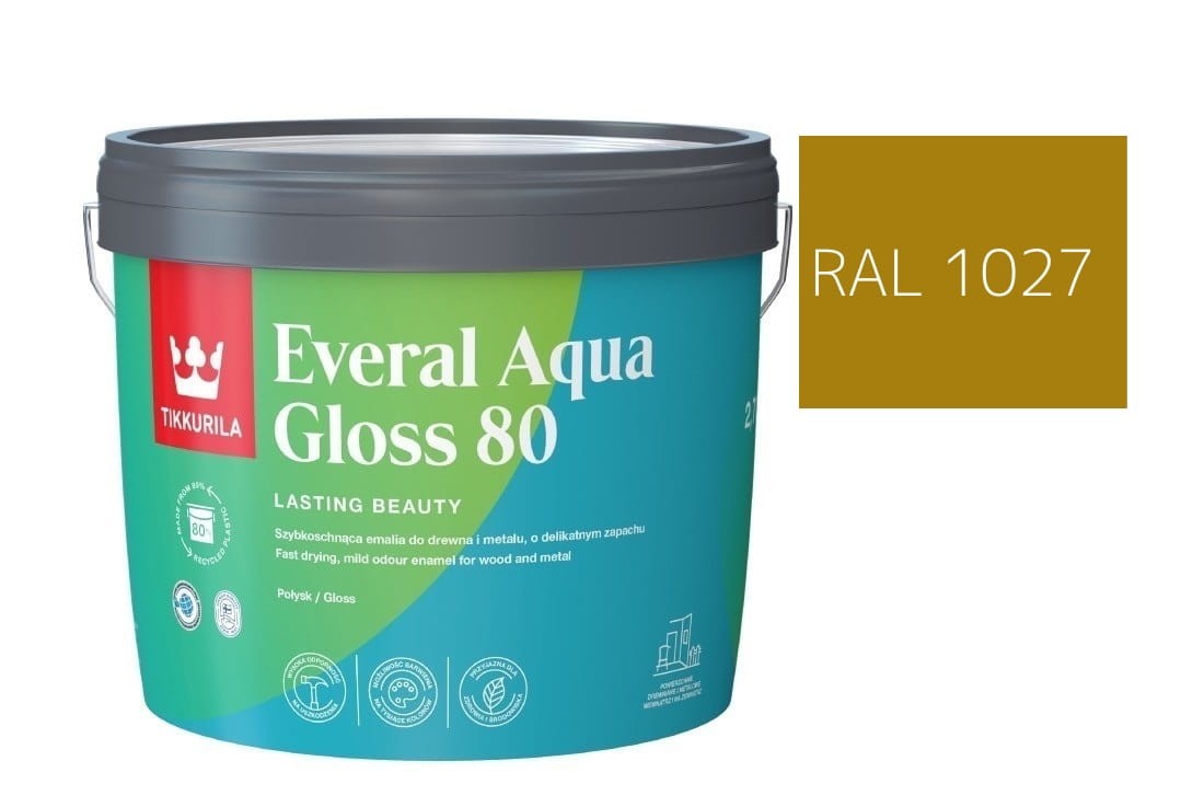 TIKKURILA Everal Aqua Gloss [80] 2,7l Połysk KOLOR CURRY  RAL 1027