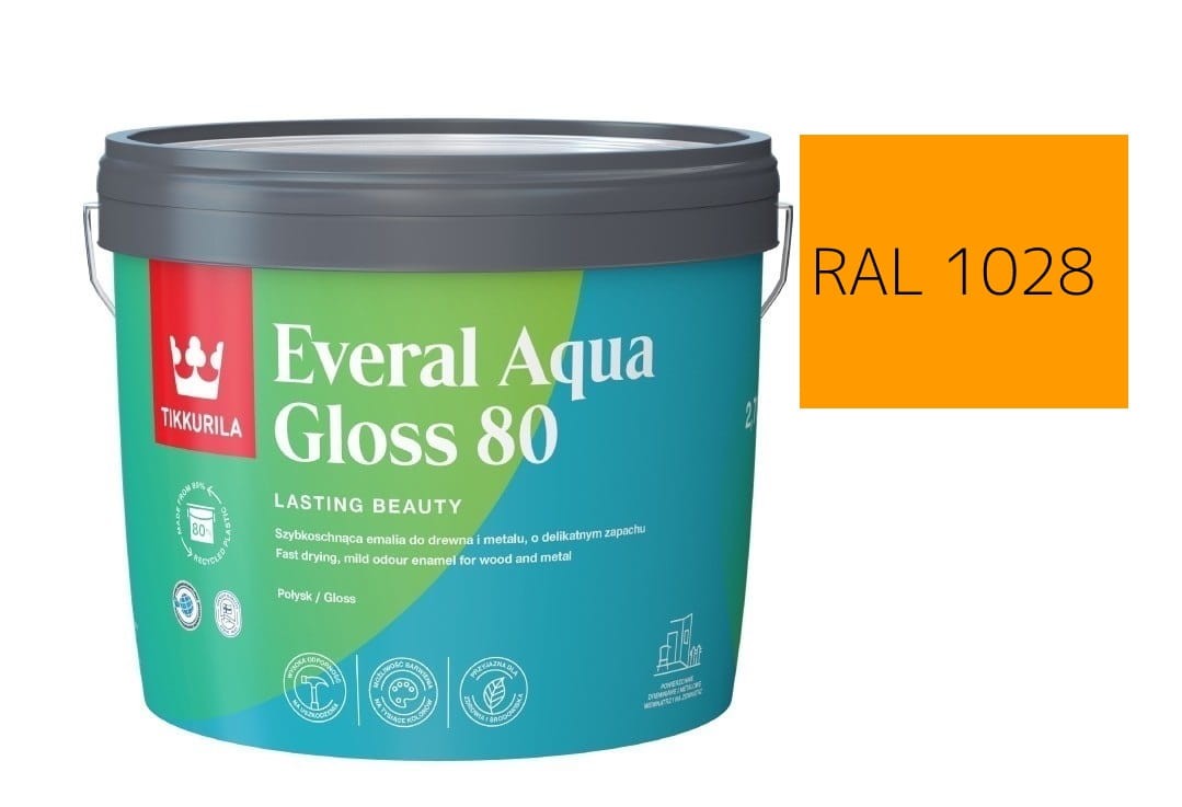 TIKKURILA Everal Aqua Gloss [80] 2,7l Połysk KOLOR MELONOWY  RAL 1028