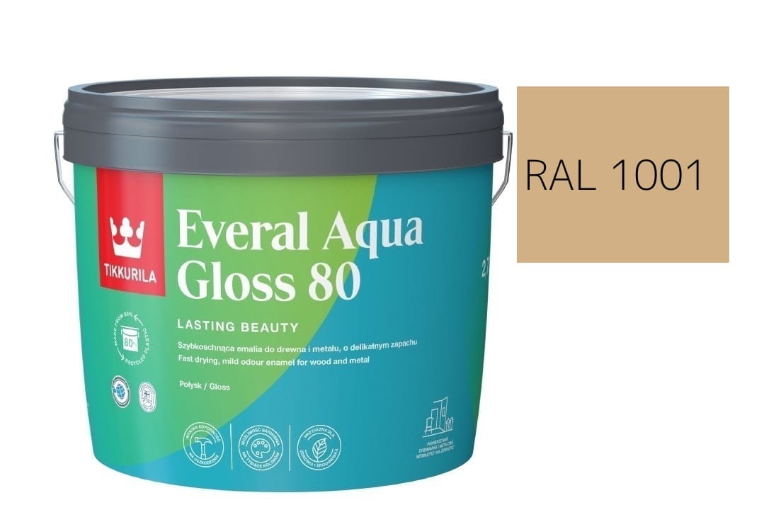 TIKKURILA Everal Aqua Gloss [80] 2,7l Połysk KOLOR BEŻOWY RAL 1001