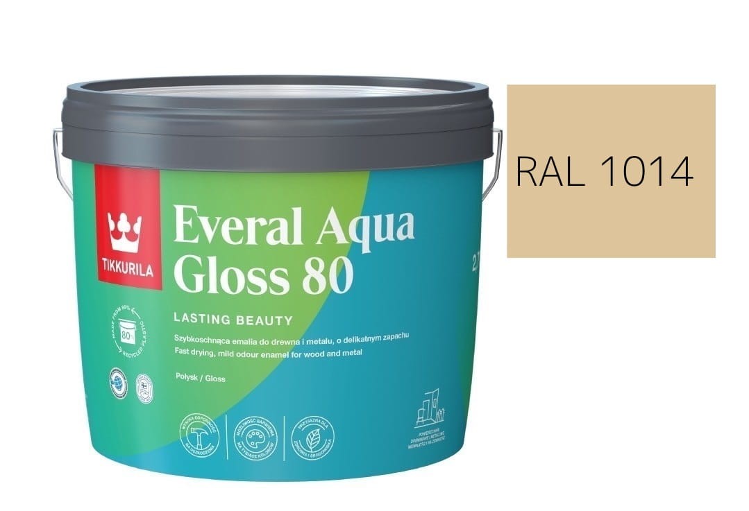 TIKKURILA Everal Aqua Gloss [80] 2,7l Połysk KOLOR SŁOMKOWY RAL 1014