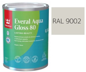 TIKKURILA Everal Aqua Gloss [80] 0,9l Połysk KOLOR SZARO BIAŁY RAL 9002