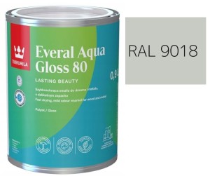 TIKKURILA Everal Aqua Gloss [80] 0,9l Połysk KOLOR BIAŁY PAPIRUS RAL 9018