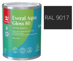 TIKKURILA Everal Aqua Gloss [80] 0,9l Połysk KOLOR CZARNY ASFALTOWY RAL 9017