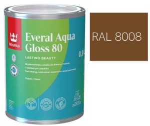 TIKKURILA Everal Aqua Gloss [80] 0,9l Połysk KOLOR BRĄZOWY OLIWKOWY RAL 8008