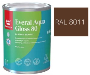 TIKKURILA Everal Aqua Gloss [80] 0,9l Połysk KOLOR BRĄZOWY ORZECHOWY RAL 8011
