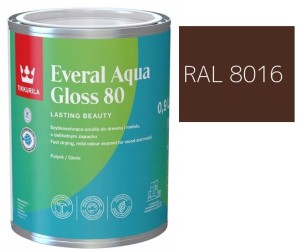 TIKKURILA Everal Aqua Gloss [80] 0,9l Połysk KOLOR BRĄZ RAL 8016