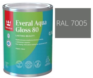 TIKKURILA Everal Aqua Gloss [80] 0,9l Połysk KOLOR SZARY MYSI RAL 7005