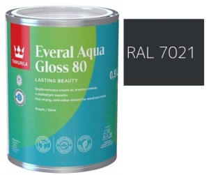 TIKKURILA Everal Aqua Gloss [80] 0,9l Połysk KOLOR SZARO CZARNY RAL 7021
