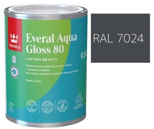 TIKKURILA Everal Aqua Gloss [80] 0,9l Połysk KOLOR SZARY GRAFITOWY RAL 7024