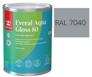 TIKKURILA Everal Aqua Gloss [80] 0,9l Połysk KOLOR SZARY OKIENNY RAL 7040