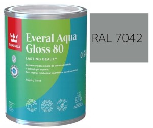TIKKURILA Everal Aqua Gloss [80] 0,9l Połysk KOLOR SZARY DROGOWY RAL 7042