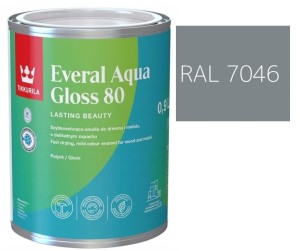 TIKKURILA Everal Aqua Gloss [80] 0,9l Połysk KOLOR SZARY JASNY RAL 7046